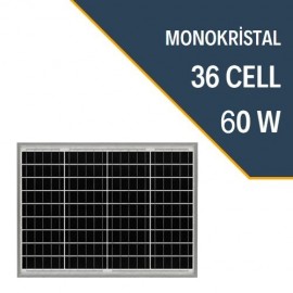 60W MONOKRİSTAL GÜNEŞ PANELİ