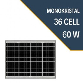 60W MONOKRİSTAL GÜNEŞ PANELİ